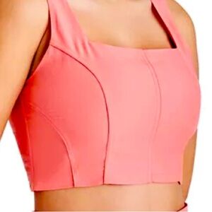 Steve Madden Large Femme Coral Pink Sleeveless Crop Top Full Back Zipper